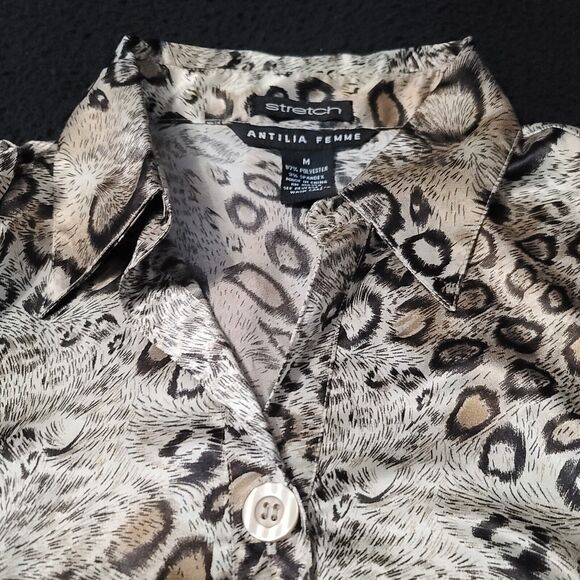 Antilia Femme Womens Button Up Blouse Multicolor Size Medium Polyester Blend - Picture 9 of 12